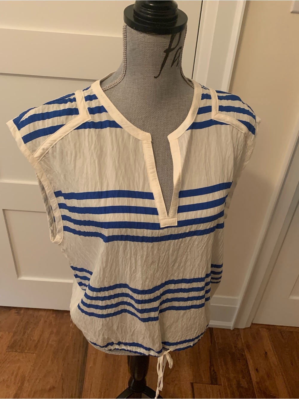 Nine West Blue & White Striped Top